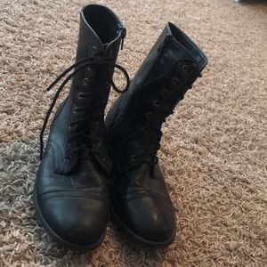 Black combat boots